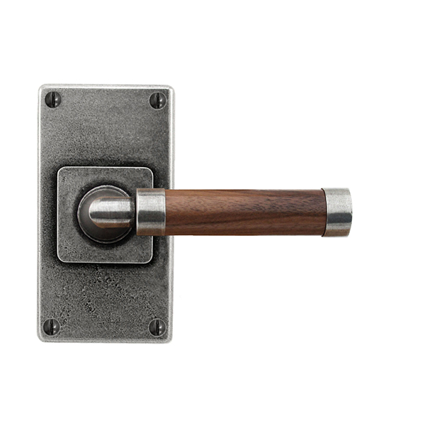 Finesse Milton Jesmond Pewter and Walnut Door Handle on Backplate